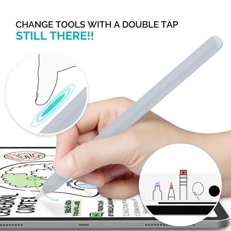 AhaStyle Silicone Case for Apple Pencil 2nd Generation & Apple Pencil Pro (2024) Sleeve Skin Ultra Thin Apple Pencil Protective Cover Compatible with Magnetic Charging and Double Tap (Blue, Pink) - Image 4